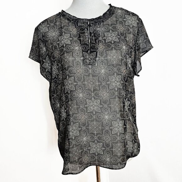 Covington Sheer Geometric Print Blouse - Picture 1 of 5